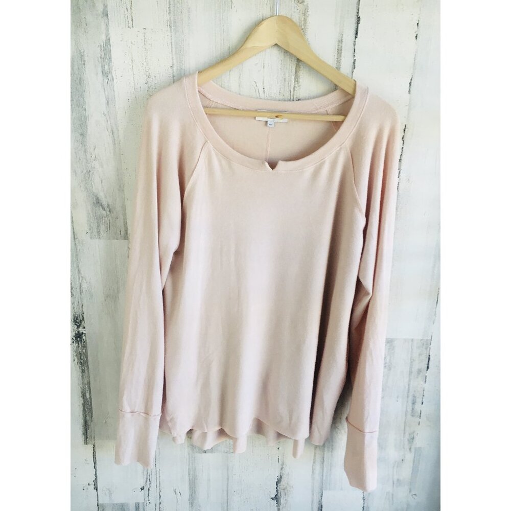 NWOT Michael Stars Treasure Brushed Jersey Notch Neck Knit Top Pink XXL